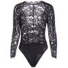 Manches longues Plongeant Neck Lace Bodysuit - Noir M