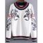 Round Neck Fish Embroidered Sweater - WHITE ONE SIZE