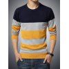 Col rond manches longues Color Block Stripe Print Sweater - Cadetblue 2XL