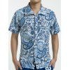 Chemise Hawaïenne Imprimée Paisley à Col Rabattu - Bleu 3XL