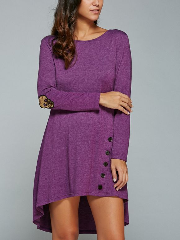 High-Low manches longues robe - Pourpre S