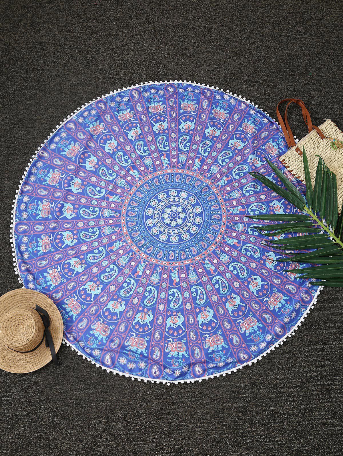 

Elephants Printed Beach Throw, Blue