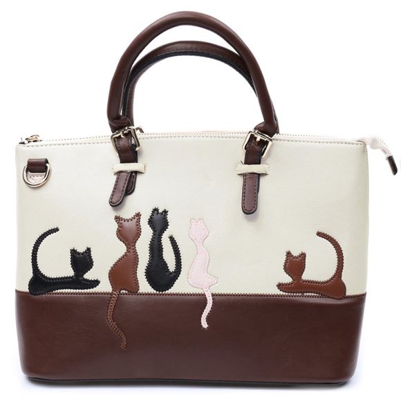 Ladylike Animal Pattern and Color Block Design Tote Bag For Women - Abricot 
