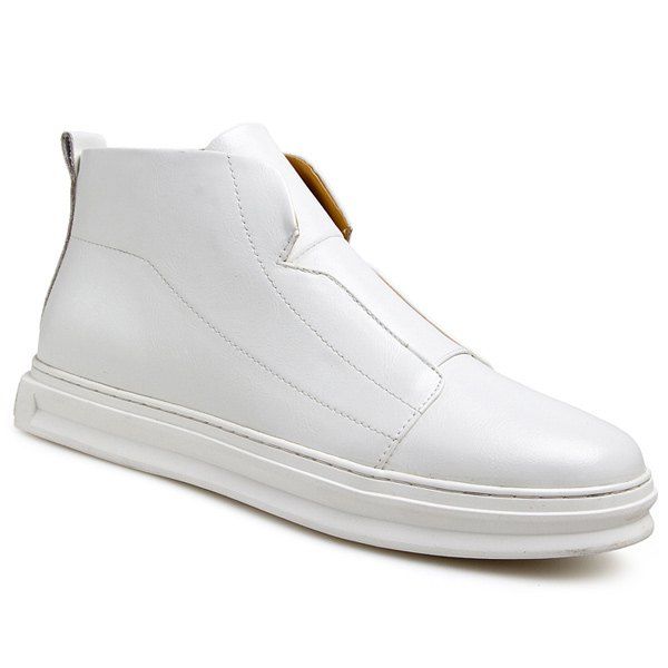 

Stitching PU Leather Zipper Casual Shoes, White