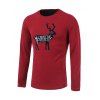 T-shirt Lettre Elk Imprimer manches longues col rond - Clairet M