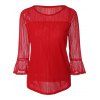 Manches cloche See-Through Ombre Stripe Blouse - Rouge XL