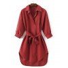 Tied Up-Belted Asymétrique Robe chemise - Rouge Clair L