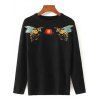 Bee Embroidered Stretchy Pullover Sweater - BLACK ONE SIZE