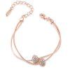 Bracelet chaîne Double Perles strass Layered - Or de Rose 