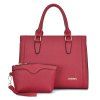 PU Cuir Métal Stitching Sac fourre-tout - Rouge 