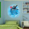 Autocollants Muraux Design Dauphin Sautant Hors de la Mer 3D - Bleu Océan 