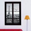 Autocollants Muraux Design Tour Eiffel à Travers Fenêtre 3D - Noir 