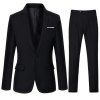 Bordures Minceur Lapel One-Button Costume d'affaires (Pantalon Blazer +) - Noir 2XL