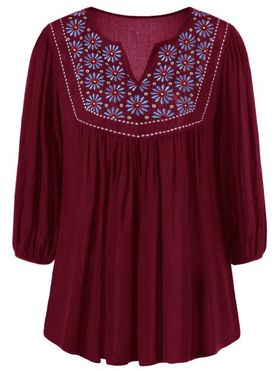 Floral Embroidered Maxican Peasant Blouse