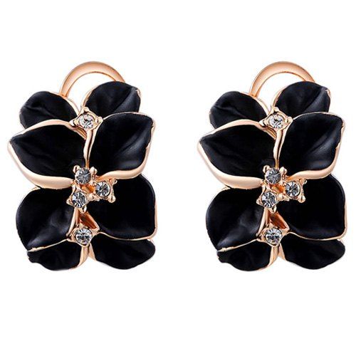 

Roseleaf Rhinestone Clip Earrings, Rose gold