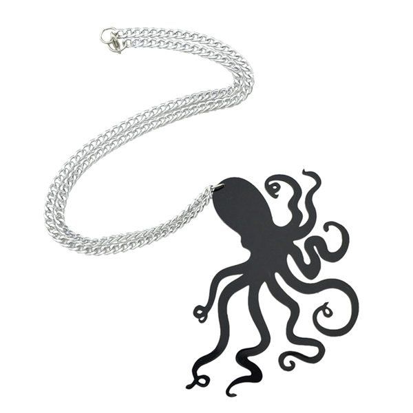 

Chain Devilfish Pendant Necklace, Black