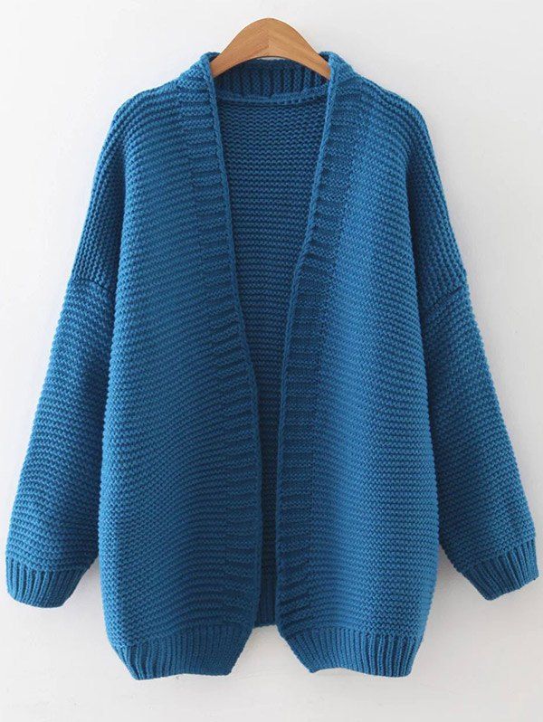 

Drop Shoulder Open Front Cardigan, Blue
