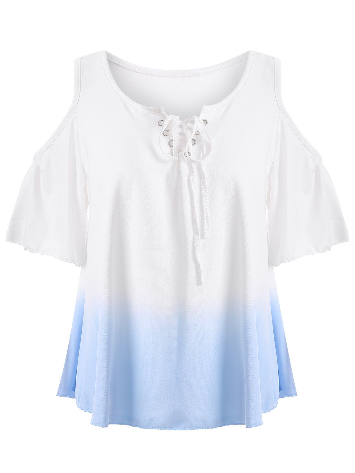 

Cold Shoulder Gradient Color T-Shirt, Medium blue