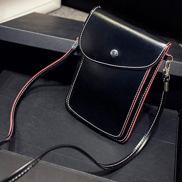 [17 OFF] 2021 Flap Leather Crossbody Bag In BLACK DressLily