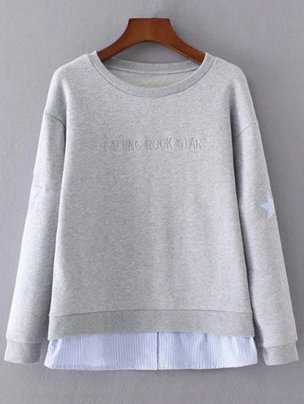 

Layered Hem Star Sweatshirt, Gray