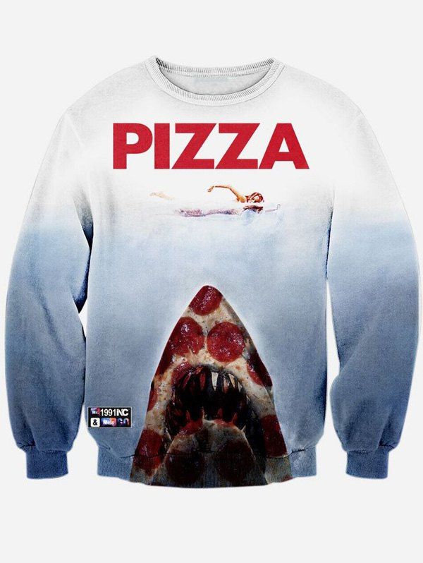 

Round Neck 3D Print Long Sleeves Sweatshirt, Blue