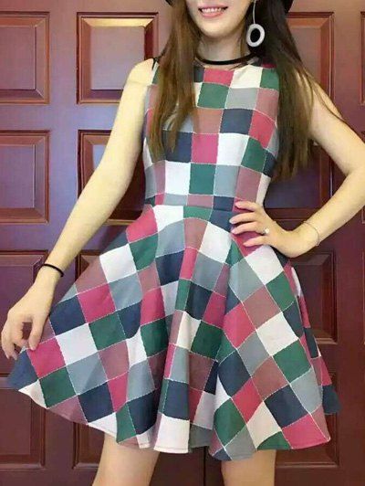 

Colorful Plaid Dress, Green