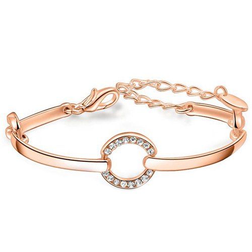 

Circle Shape Adjustable Fake Diamond Bracelet, Rose gold