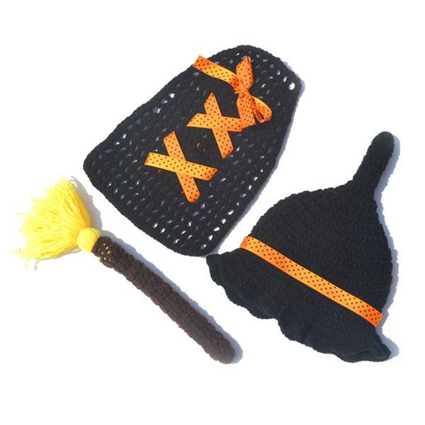 

Enchanter Design Hand Crochet Knitting Photography Baby Clothes Set, Black