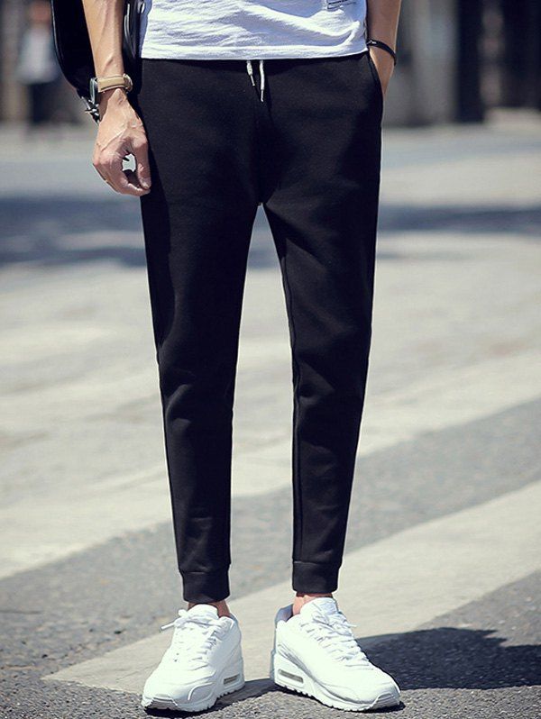 

Slim-Fit Color Block Drawstring Jogger Pants, Black