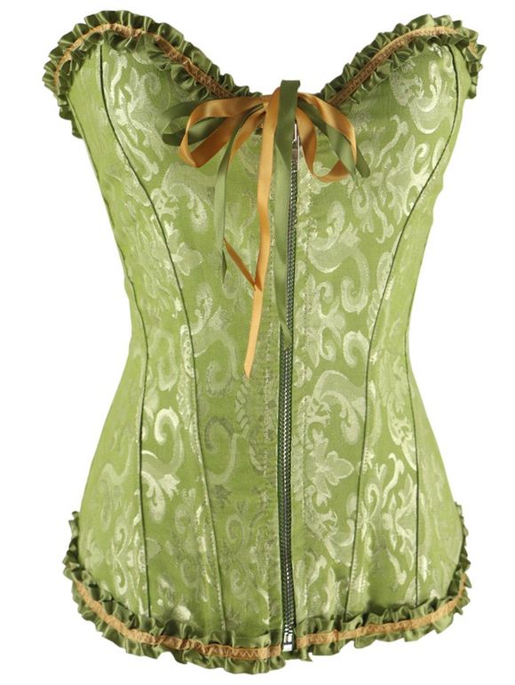 Zippered lacets taille amincissant Corset - Vert S