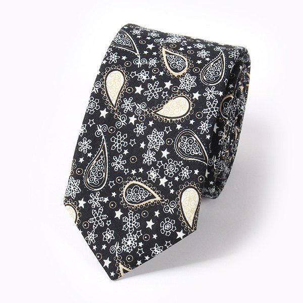 

Casual Paisley and Snowflake Pattern 6CM Width Tie, Black