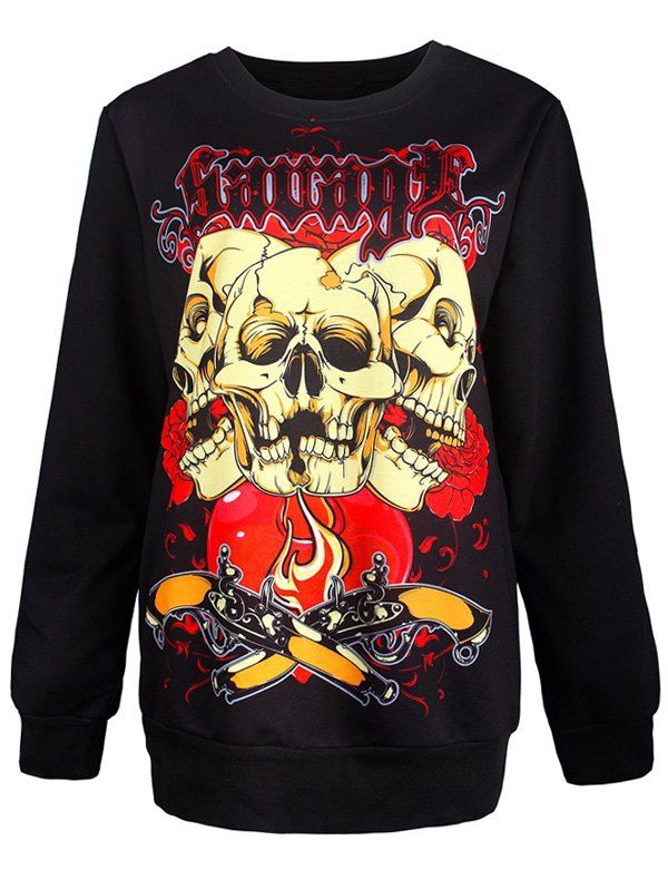 

Halloween Skull 3D Print Pullover Sweatshirt, Black