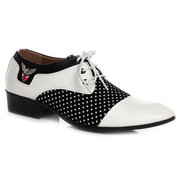 Métal Tie Up épissage Formal Shoes - Blanc et Noir 41