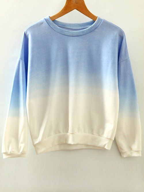 

Round Neck Ombre Sweatshirt, Azure