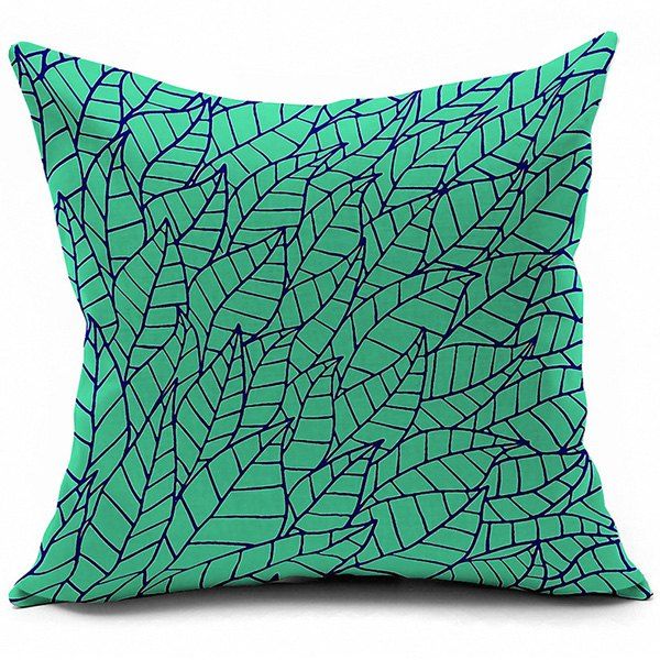 

Soft Leaves Printed Home Decorative Pillow Case, Mint green