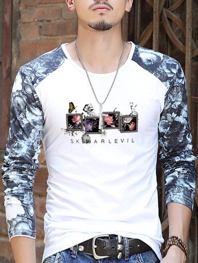 

Round Neck Flower Print T-Shirt, White
