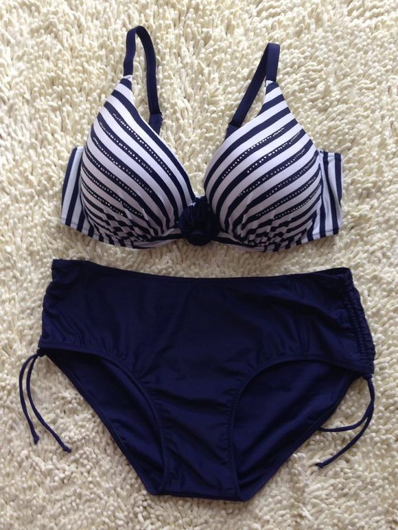 Striped strass design Set Bikini - Bleu Violet 4XL