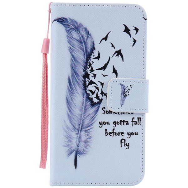 

Feather Quote Pattern Wallet Phone Case For iPhone 7, Light blue