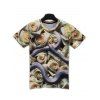 Col rond manches courtes 3D Snake et Fleurs T-shirt imprimé - multicolore M