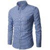 Button Up Turn-down col imprimé géométrique T-shirt - Bleu 2XL