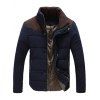Manteau Matelassé avec Blocs de Couleur à Fermeture Éclair et Boutons de Pression Col Montant pour Hommes - Bleu Violet XL