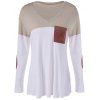 Color Block Simple Pocket T-Shirt - Blanc et Brun XL