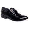 Chaussures Habillées en Cuir Verni Ornées Métal et Lacets - Noir 43