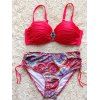 Perlé Tribal Design Imprimer froncé Bikini - Rouge XL