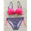 Strass design rayé Spliced ​​Bikini - Rouge Rose M