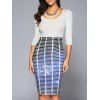 Striped Galaxy Pattern Bodycon Dress - WHITE L