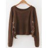 Lace Up Pullover Jumper - COFFEE ONE SIZE