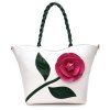 Sac à Bandoulière avec Épissure Rose de Couleur Motif Couture - Blanc 