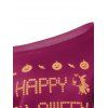 Sweat-shirt Encolure Cloutée Halloween Imprimé Message - Violacé rouge S