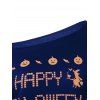 Sweat-shirt d'Halloween à Imprimé Sorcières à Col Oblique - Bleu S